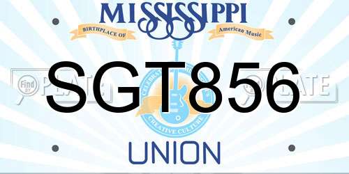 SGT856 Mississippi License Plate