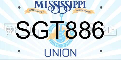 SGT886 Mississippi License Plate