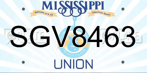 SGV8463 Mississippi License Plate