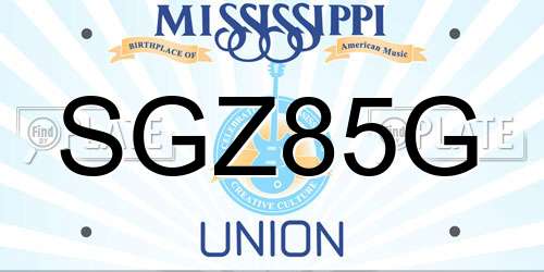 SGZ85G Mississippi License Plate