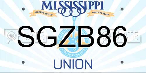 SGZB86 Mississippi License Plate
