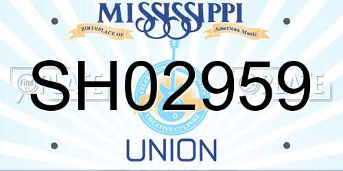 SH02959 Mississippi License Plate