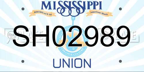 SH02989 Mississippi License Plate