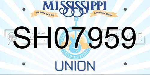 SH07959 Mississippi License Plate