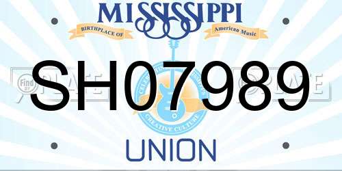 SH07989 Mississippi License Plate