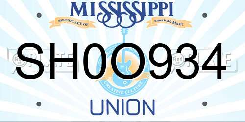 SH0O934 Mississippi License Plate