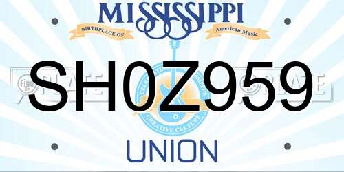 SH0Z959 Mississippi License Plate