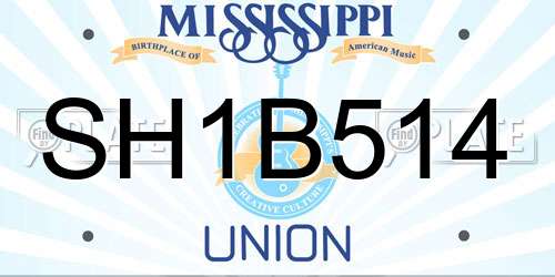 SH1B514 Mississippi License Plate