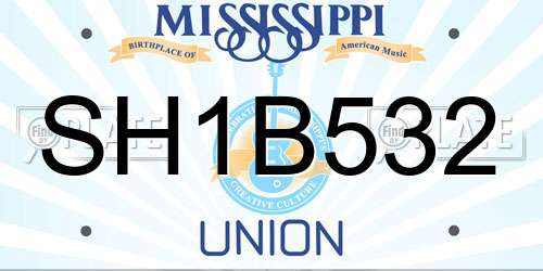 SH1B532 Mississippi License Plate