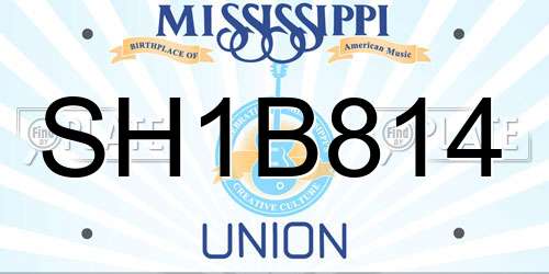 SH1B814 Mississippi License Plate