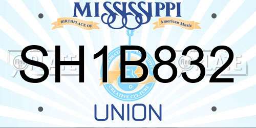SH1B832 Mississippi License Plate
