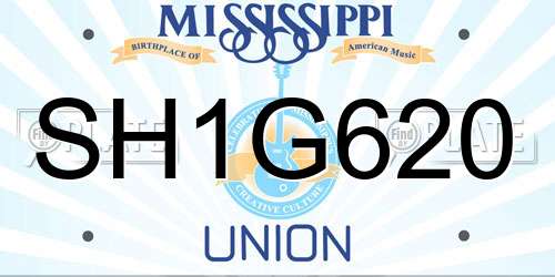 SH1G620 Mississippi License Plate