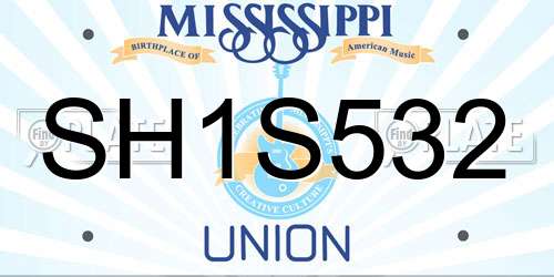 SH1S532 Mississippi License Plate