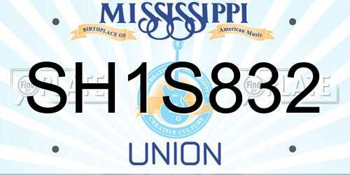SH1S832 Mississippi License Plate