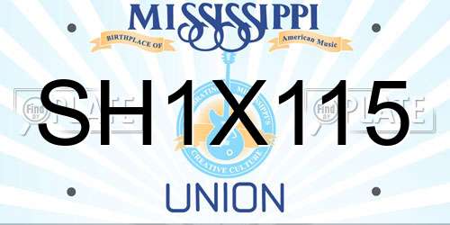 SH1X115 Mississippi License Plate