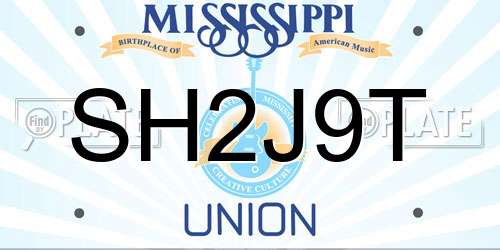 SH2J9T Mississippi License Plate