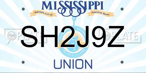 SH2J9Z Mississippi License Plate