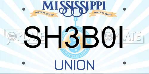 SH3B0I Mississippi License Plate