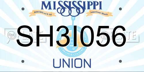 SH3I056 Mississippi License Plate
