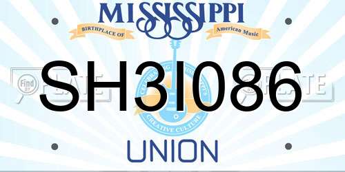 SH3I086 Mississippi License Plate