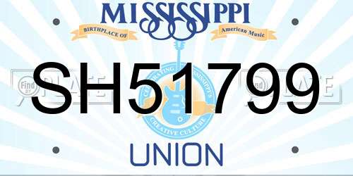 SH51799 Mississippi License Plate
