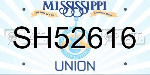 SH52616 Mississippi License Plate
