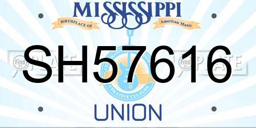 SH57616 Mississippi License Plate