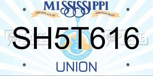 SH5T616 Mississippi License Plate