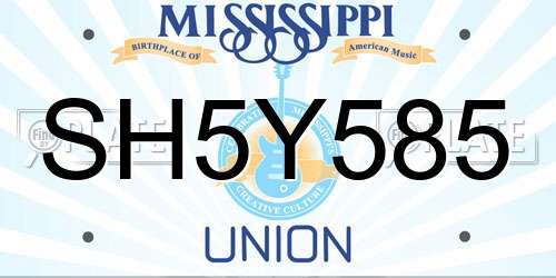 SH5Y585 Mississippi License Plate
