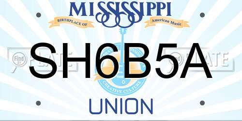 SH6B5A Mississippi License Plate
