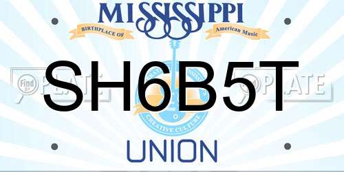 SH6B5T Mississippi License Plate