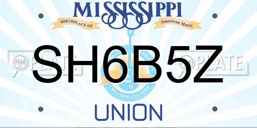 SH6B5Z Mississippi License Plate