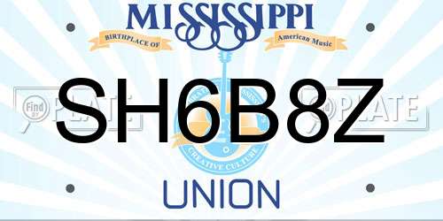 SH6B8Z Mississippi License Plate