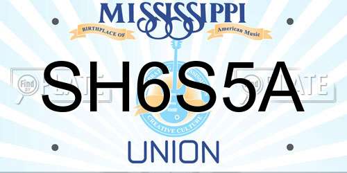 SH6S5A Mississippi License Plate