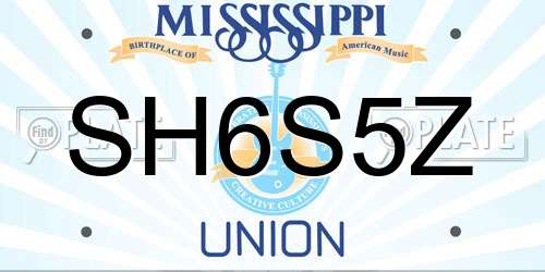 SH6S5Z Mississippi License Plate