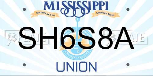 SH6S8A Mississippi License Plate