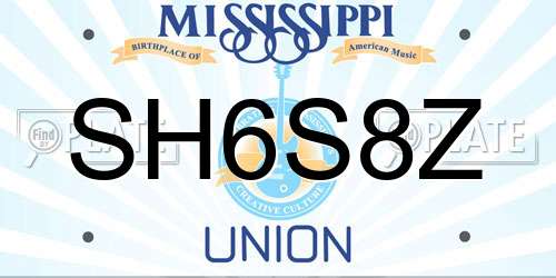 SH6S8Z Mississippi License Plate