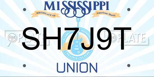SH7J9T Mississippi License Plate