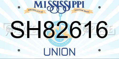 SH82616 Mississippi License Plate