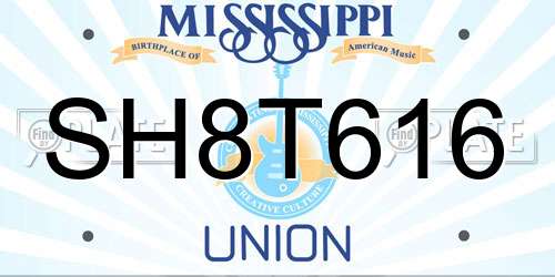 SH8T616 Mississippi License Plate