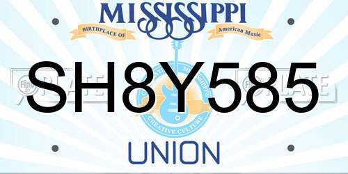 SH8Y585 Mississippi License Plate