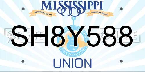 SH8Y588 Mississippi License Plate