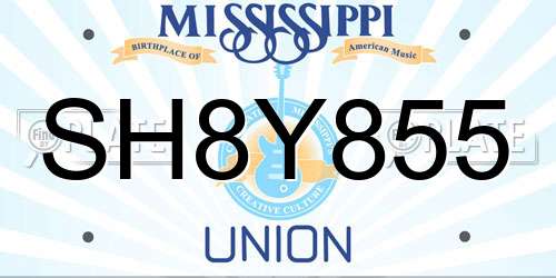SH8Y855 Mississippi License Plate