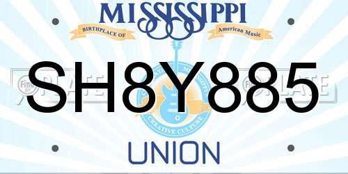SH8Y885 Mississippi License Plate