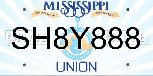 SH8Y888 Mississippi License Plate