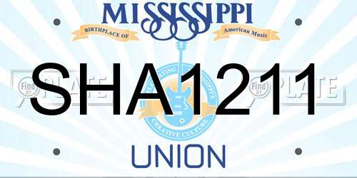 SHA1211 Mississippi License Plate
