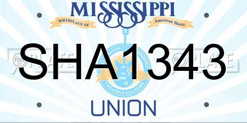 SHA1343 Mississippi License Plate