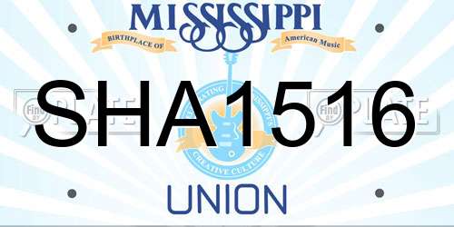 SHA1516 Mississippi License Plate