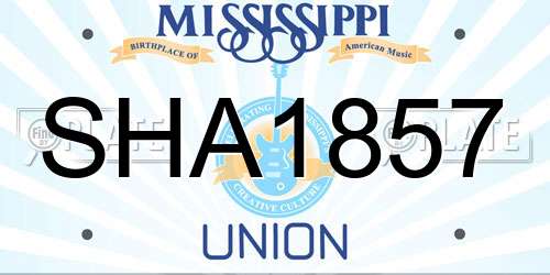 SHA1857 Mississippi License Plate