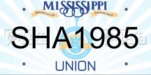 SHA1985 Mississippi License Plate